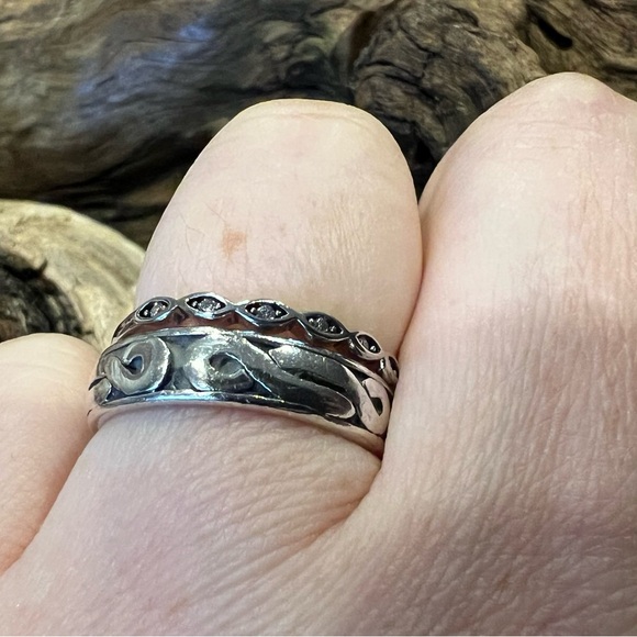 925 Sterling Silver Infinity Band Oxidized Stackable Celtic 7.5 - Picture 4 of 7